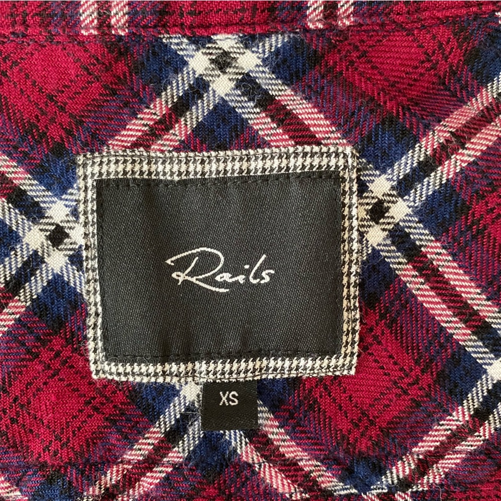Rails Size Xs Red Plaid Button Down Collared Flan… - image 7